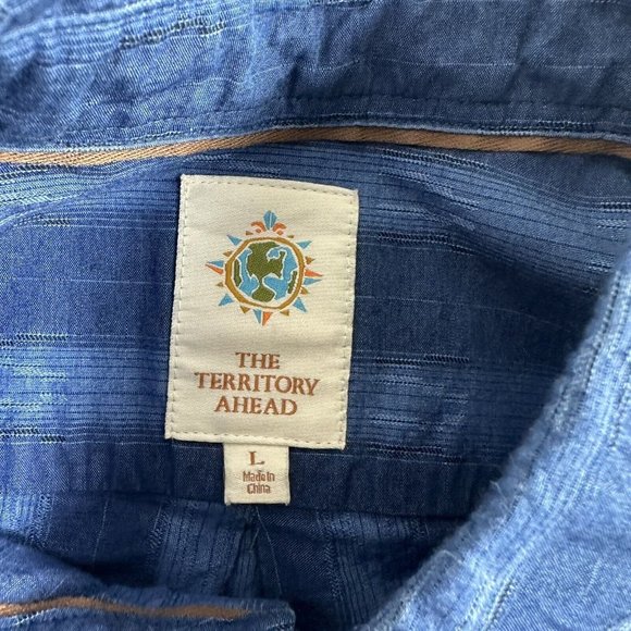 The Territory Ahead Mens Large Casual Long Sleeve Button Down Shirt Blue Stripes - Picture 5 of 9